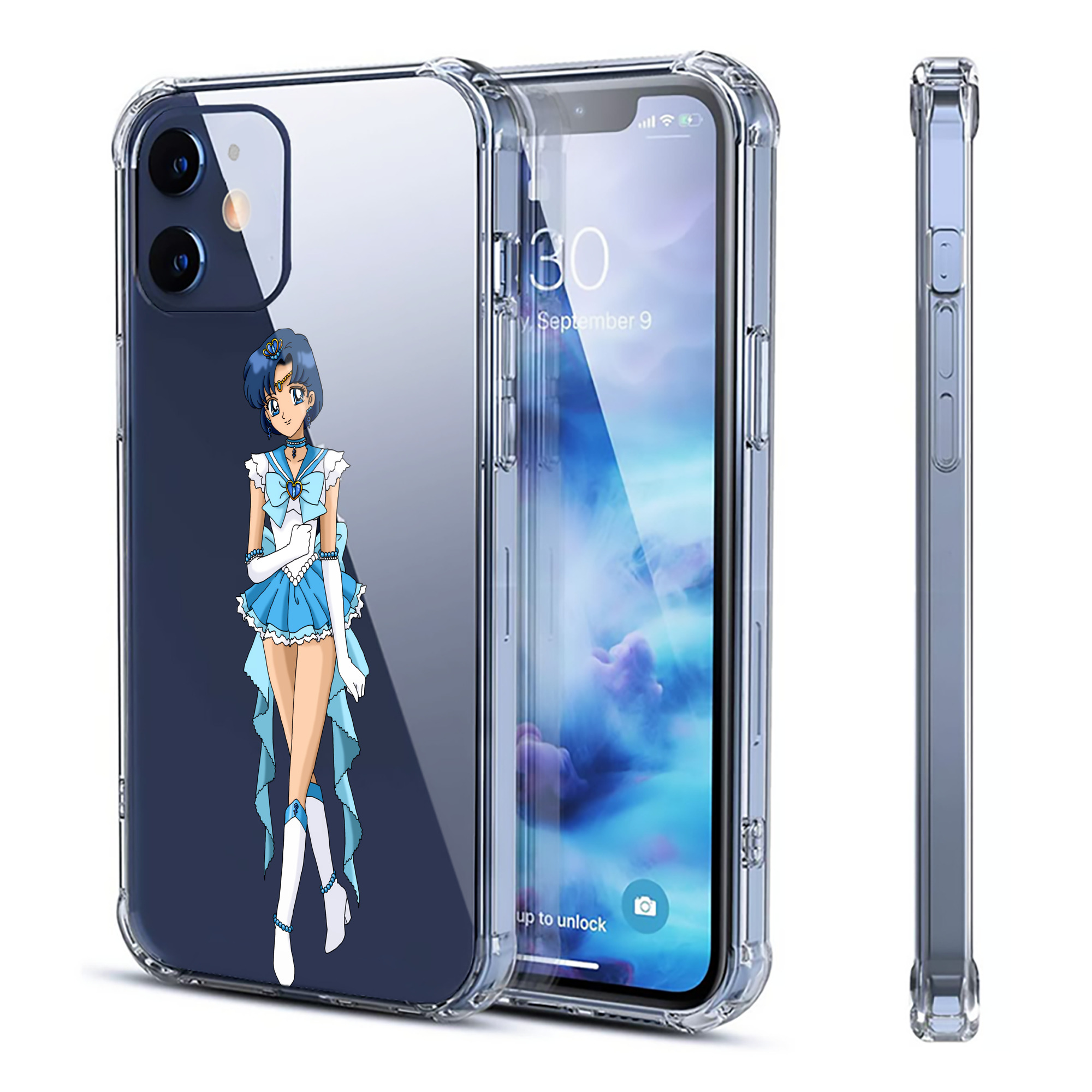 （画像用） 美少女戦士セーラームーン 水野 亜美 みずの あみ Sailor Moon Mizuno Ami 【iPhone 12シリーズ対応】透明スマホケース（クリアソフトケース）